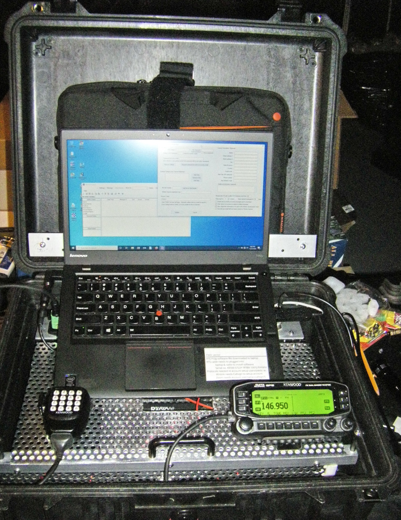 Radio kit in a case used by the net control team