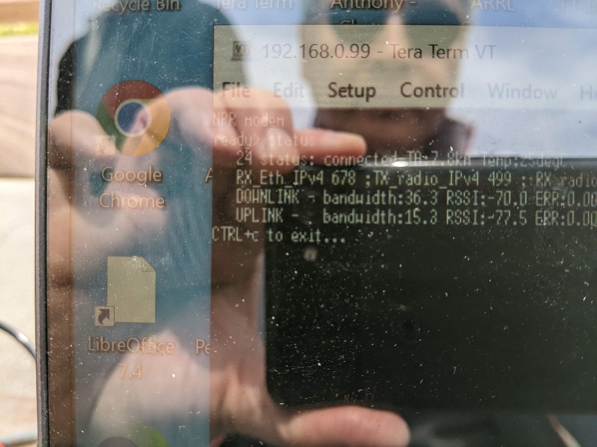 Snapshot of RSSI reading -77 on laptop screen